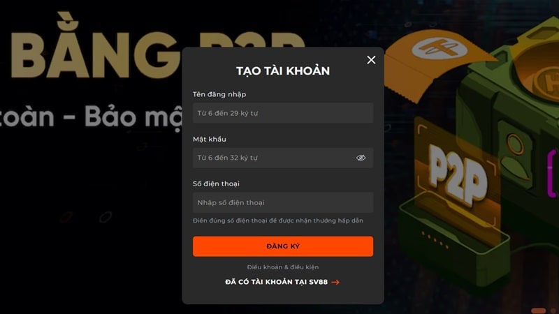 Các bước đăng ký tài khoản SV88 cực kỳ đơn giản