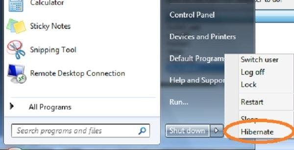 Sử dụng chế độ Hibernate thay cho Standby