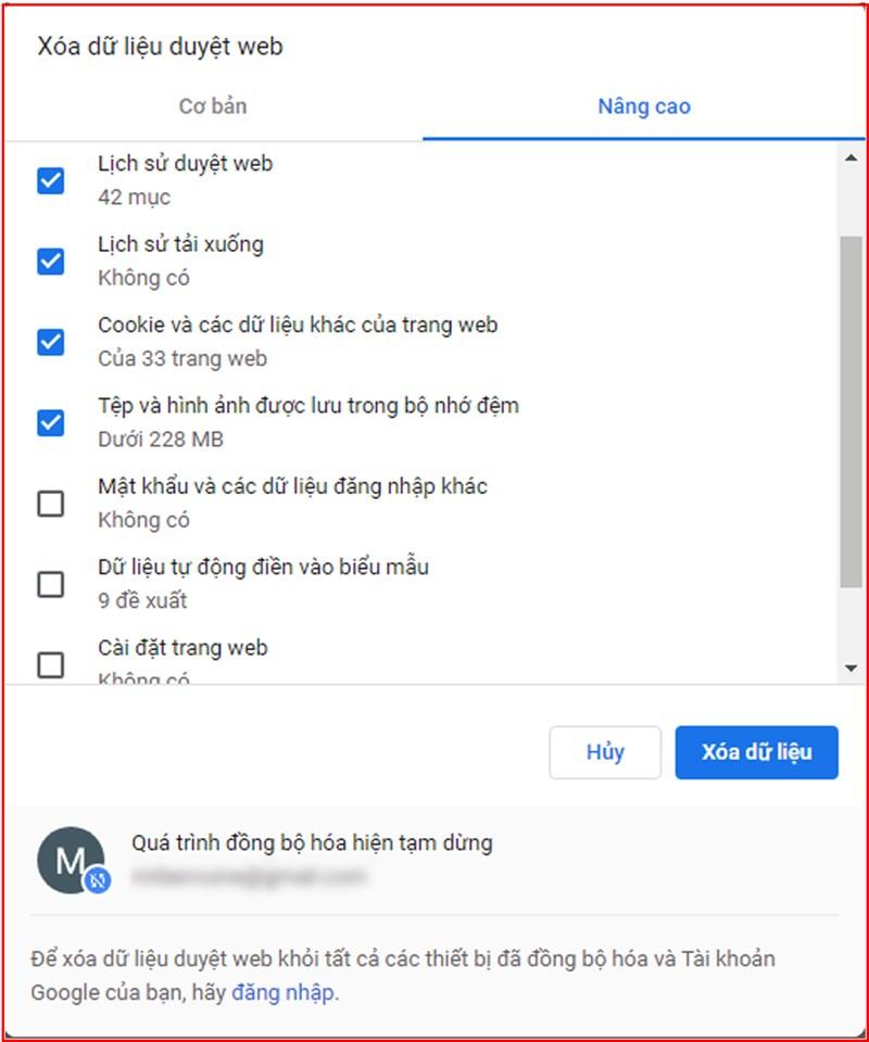 Xóa lịch sử Chrome